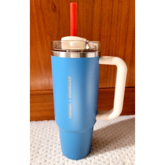NWT Stanley x Starbucks Japan Philippines Asia Christmas Tumbler Blue/Tan - Picture 1 of 7